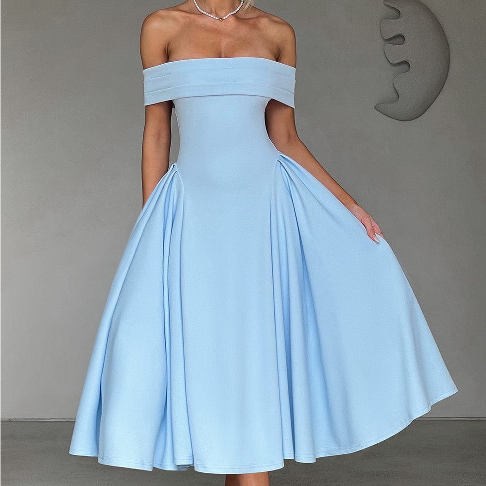 Strapless Light Blue Dress